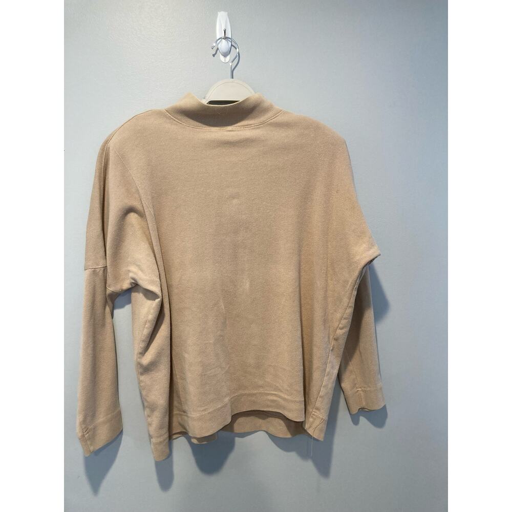 CP Shades Beige Mock Neck Sweatshirt Cotton Vintage Inspired Shoulder Pads